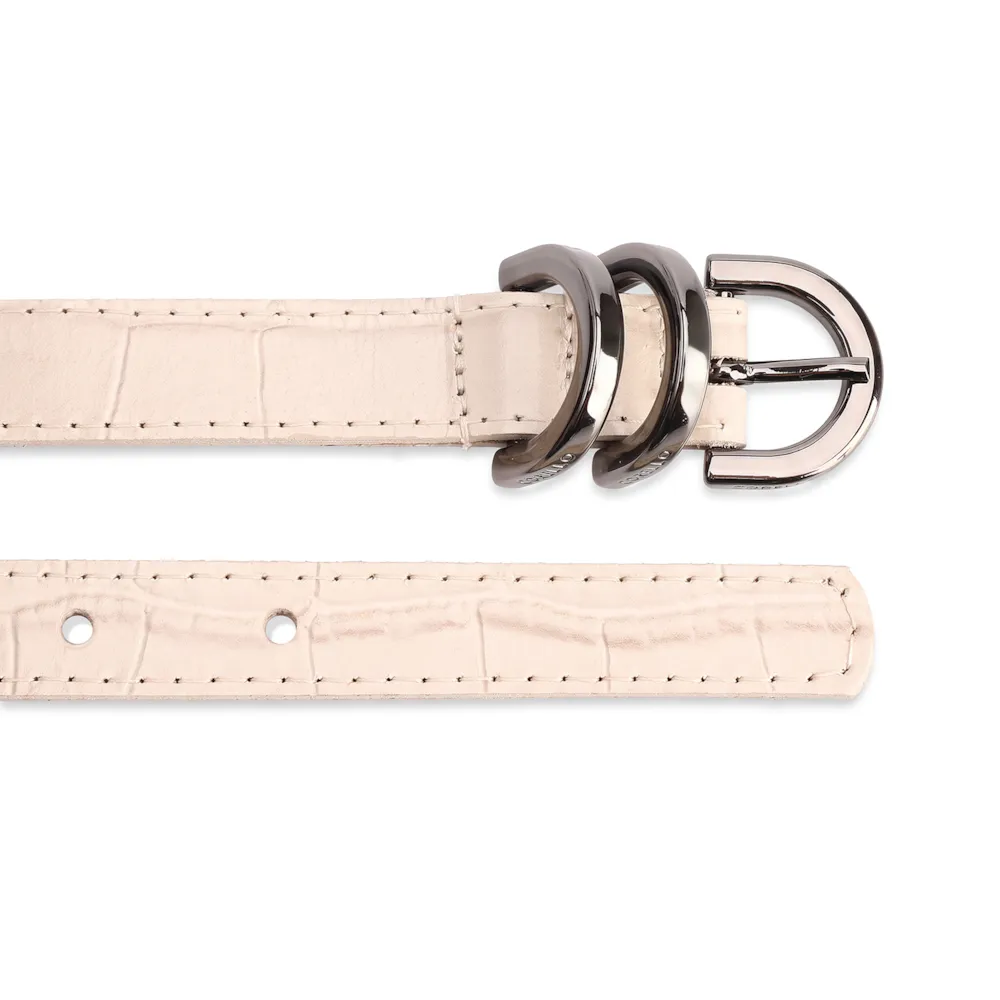 Cinto Fino  Off White Couro Croco - imagem 3