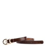Cinto Fivela Couro Maxi Croco Marrom