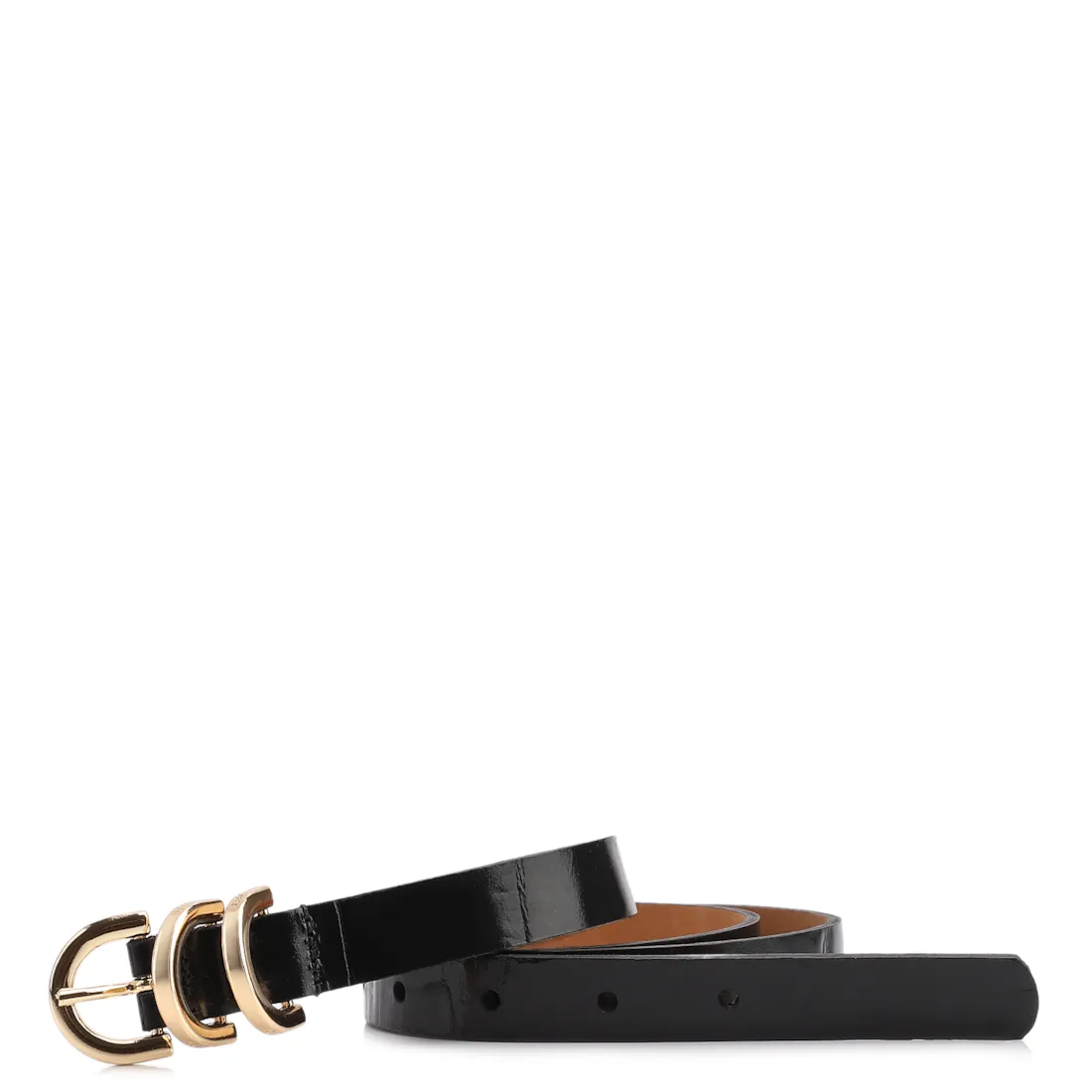 Cinto Fivela Couro Maxi Croco Preto