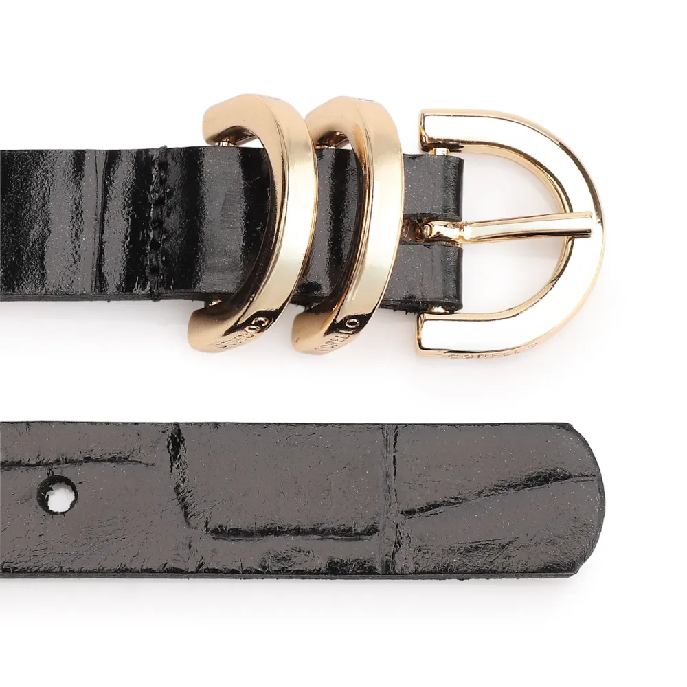 Cinto Fivela Couro Maxi Croco Preto - imagem 3