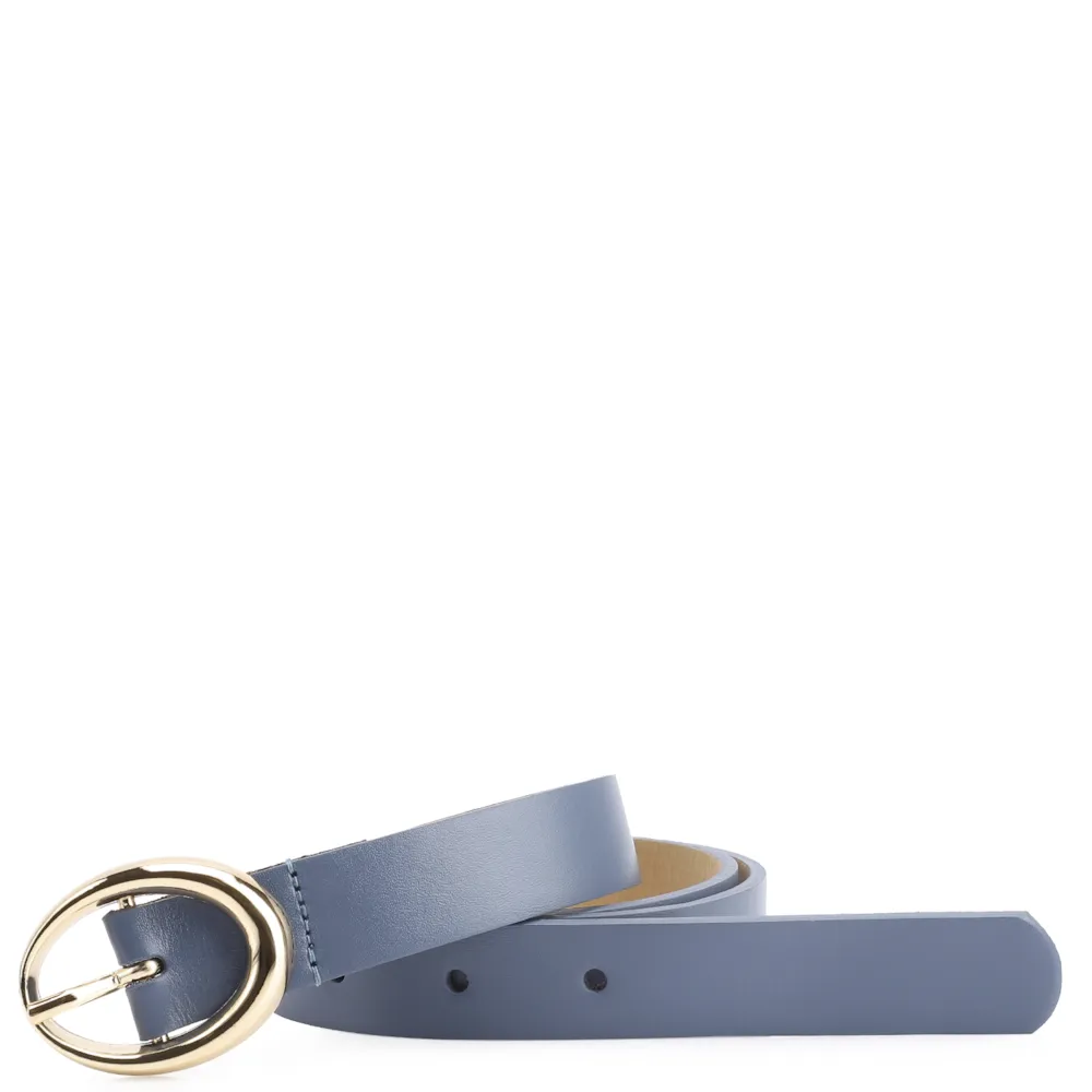 Cinto Fivela Oval Couro Azul