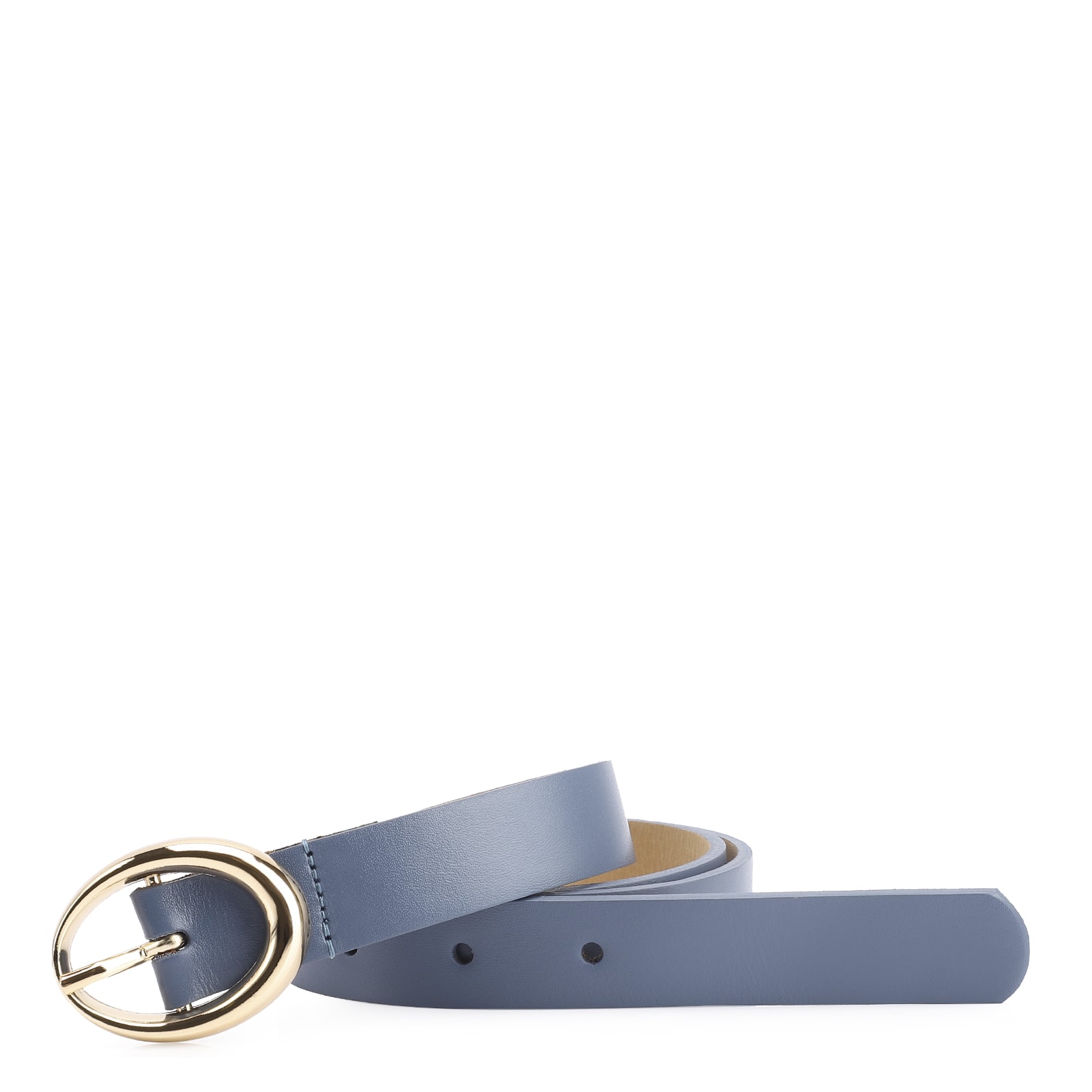 Cinto Fivela Oval Couro Azul