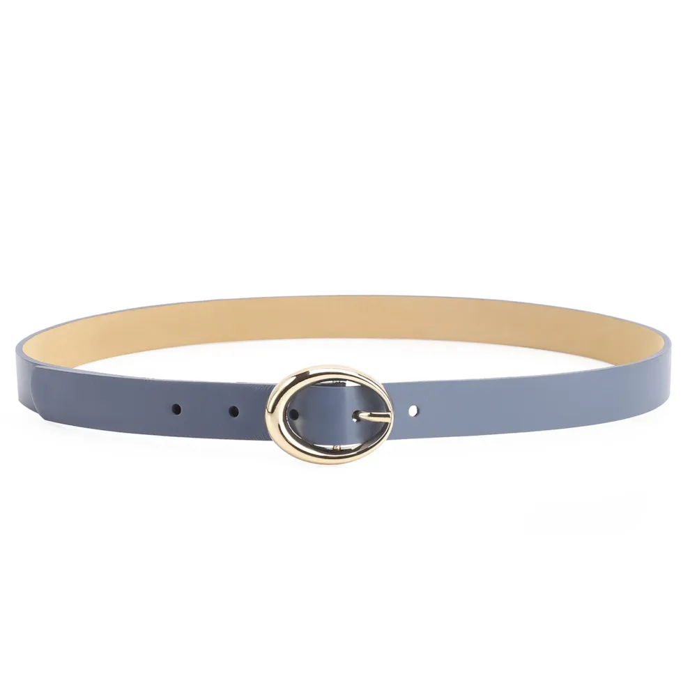Cinto Fivela Oval Couro Azul - imagem 2