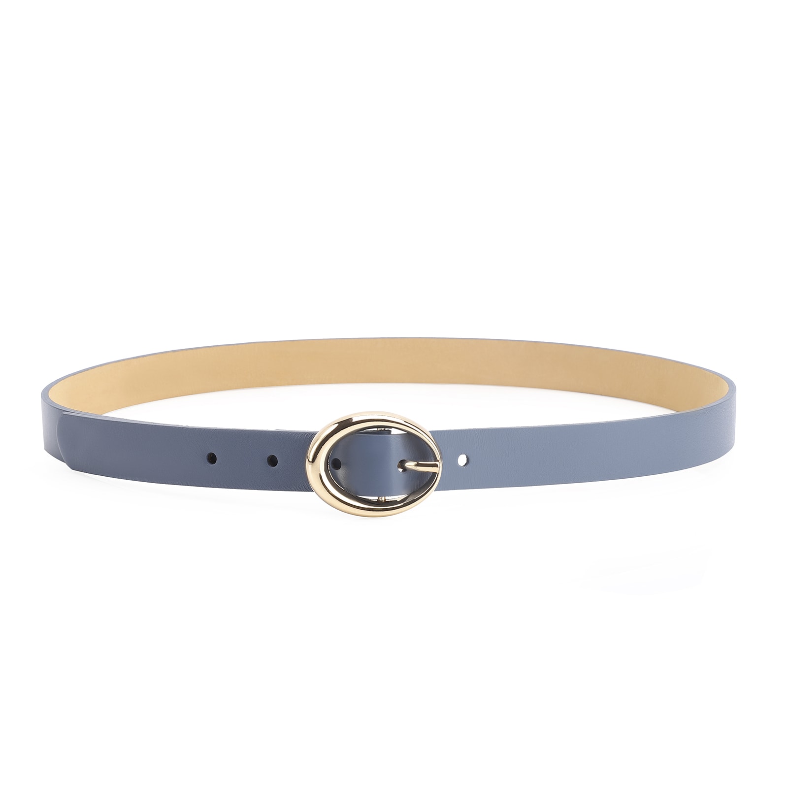 Cinto Fivela Oval Couro Azul