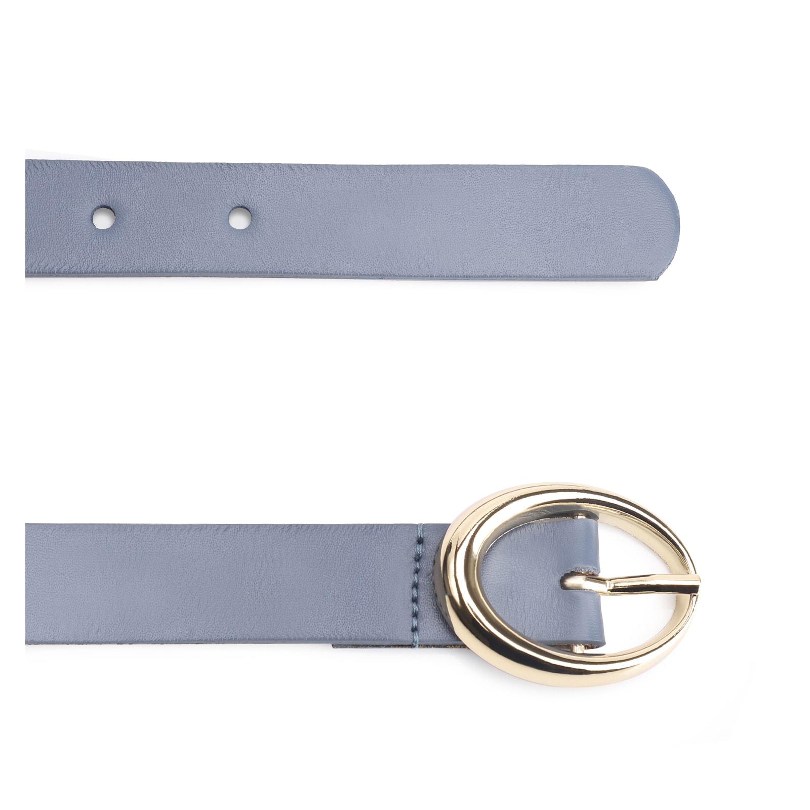 Cinto Fivela Oval Couro Azul