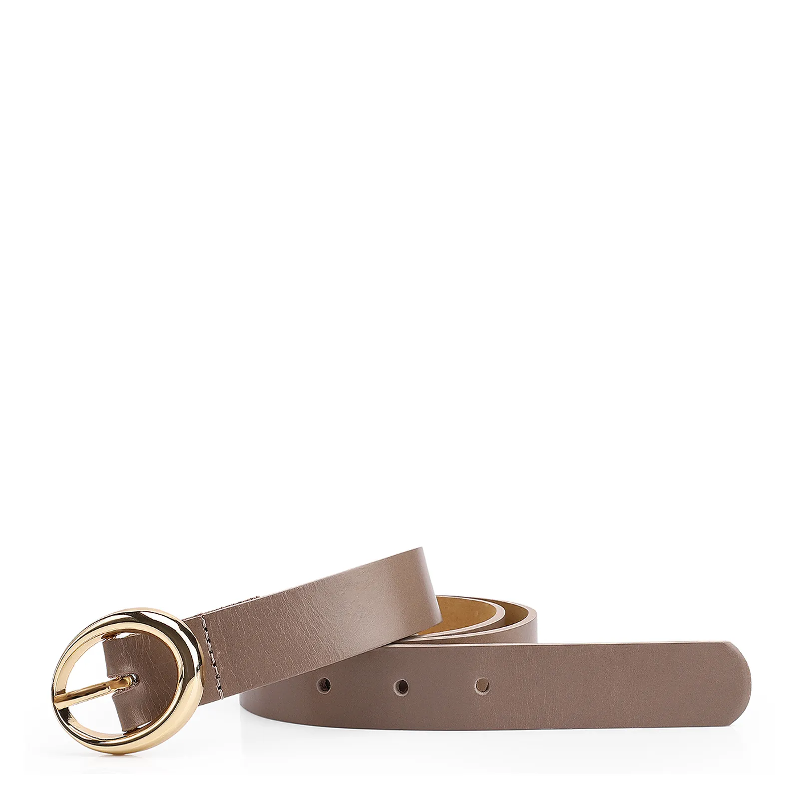 Cinto Fivela Oval Couro Bege