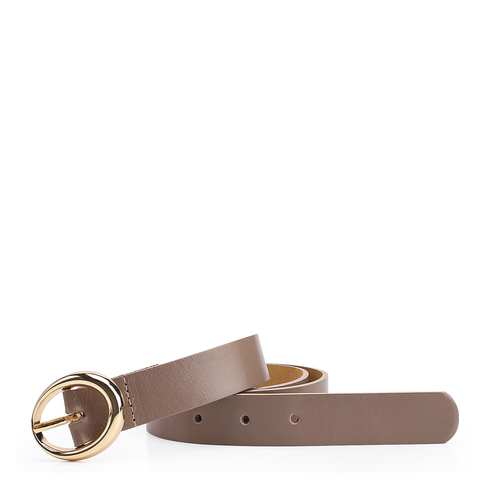 Cinto Fivela Oval Couro Bege