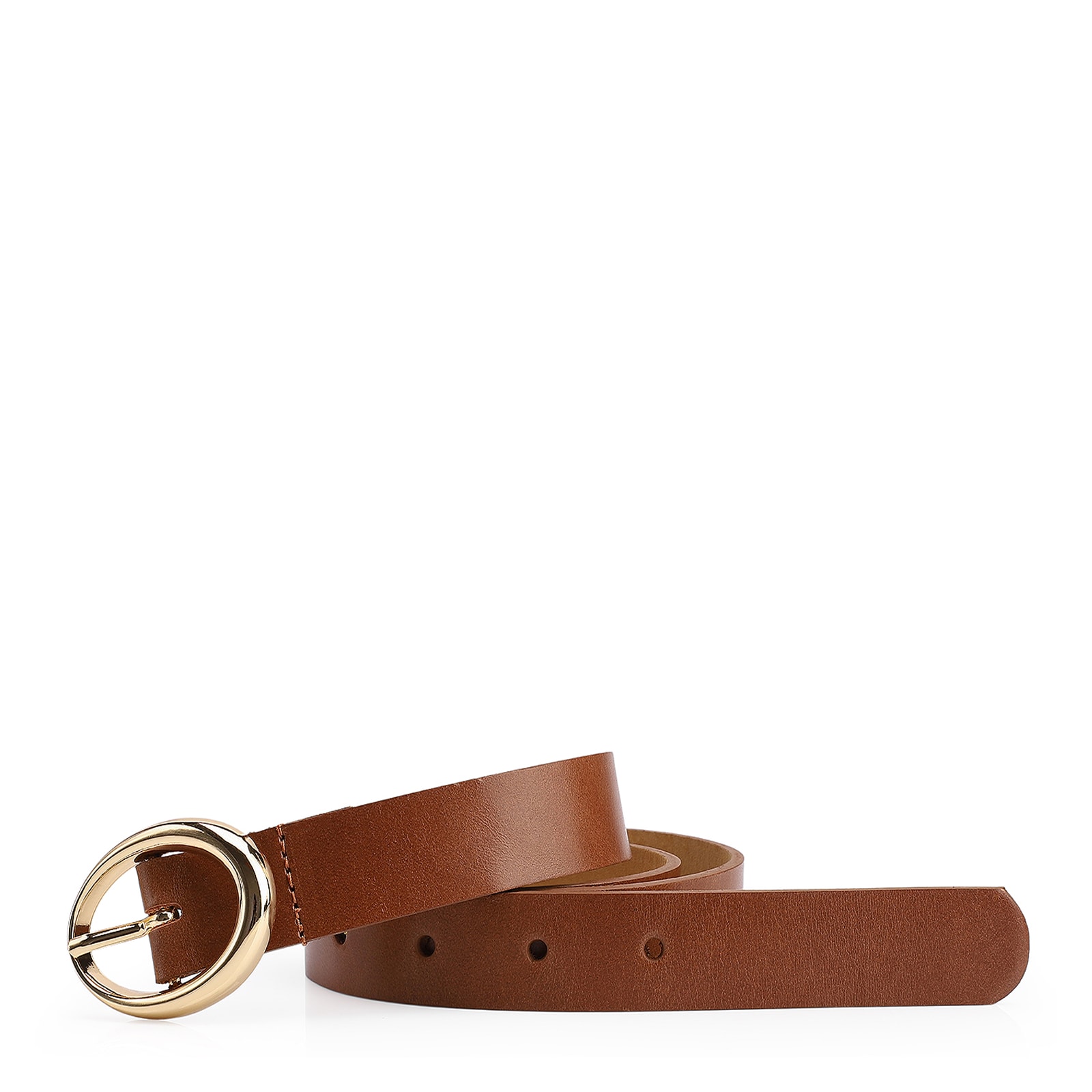 Cinto Fivela Oval Couro Marrom