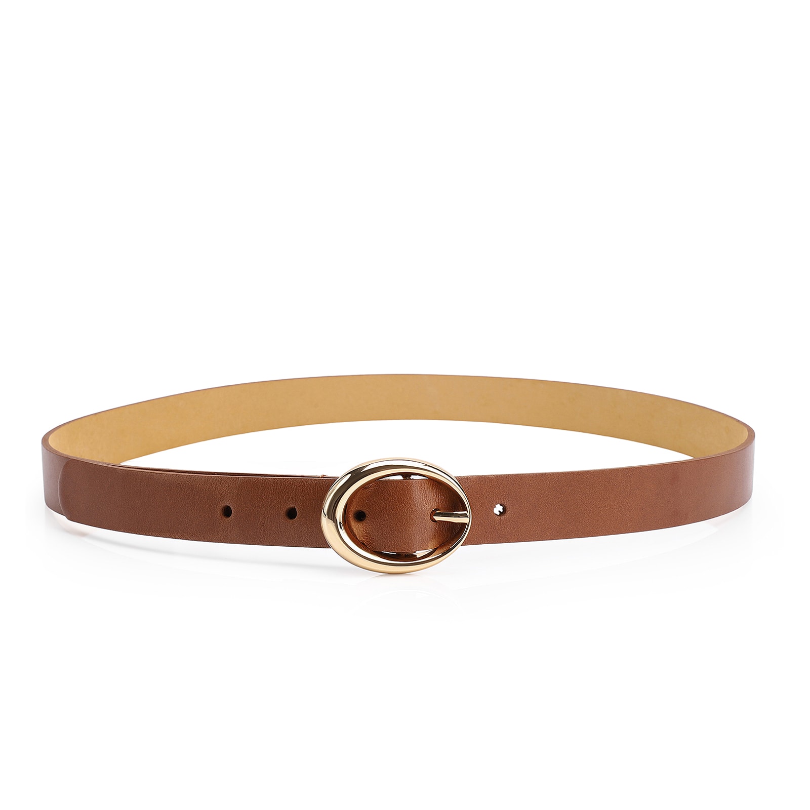 Cinto Fivela Oval Couro Marrom