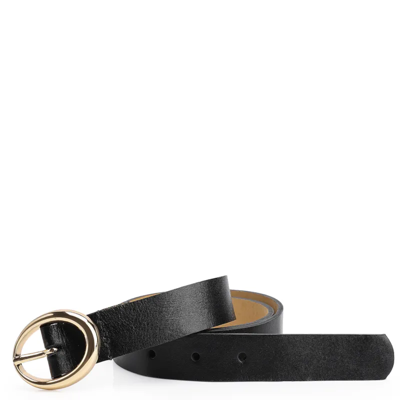 Cinto Fivela Oval Couro Preto