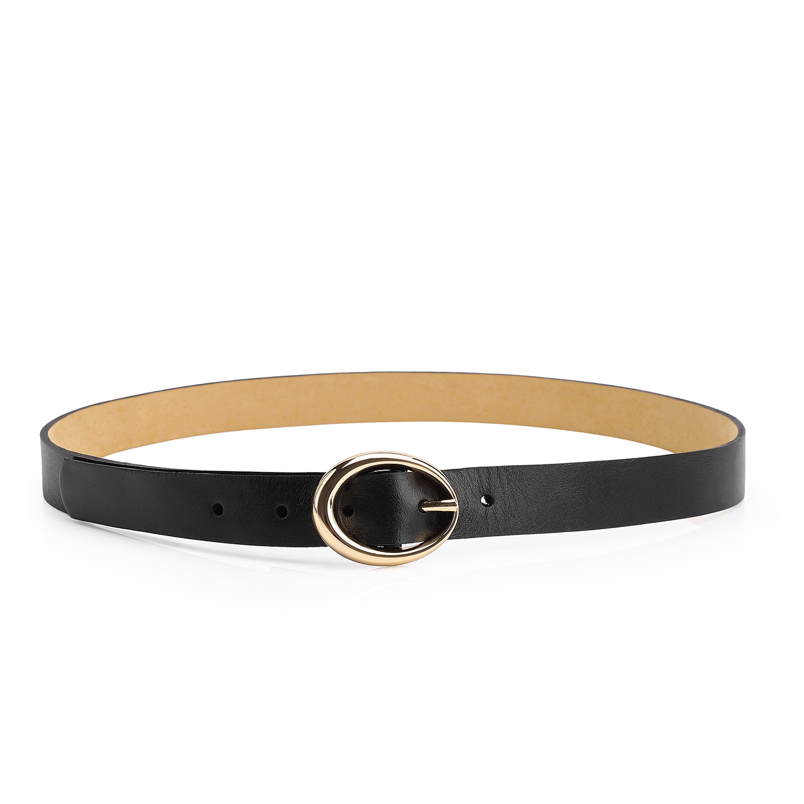 Cinto Fivela Oval Couro Preto