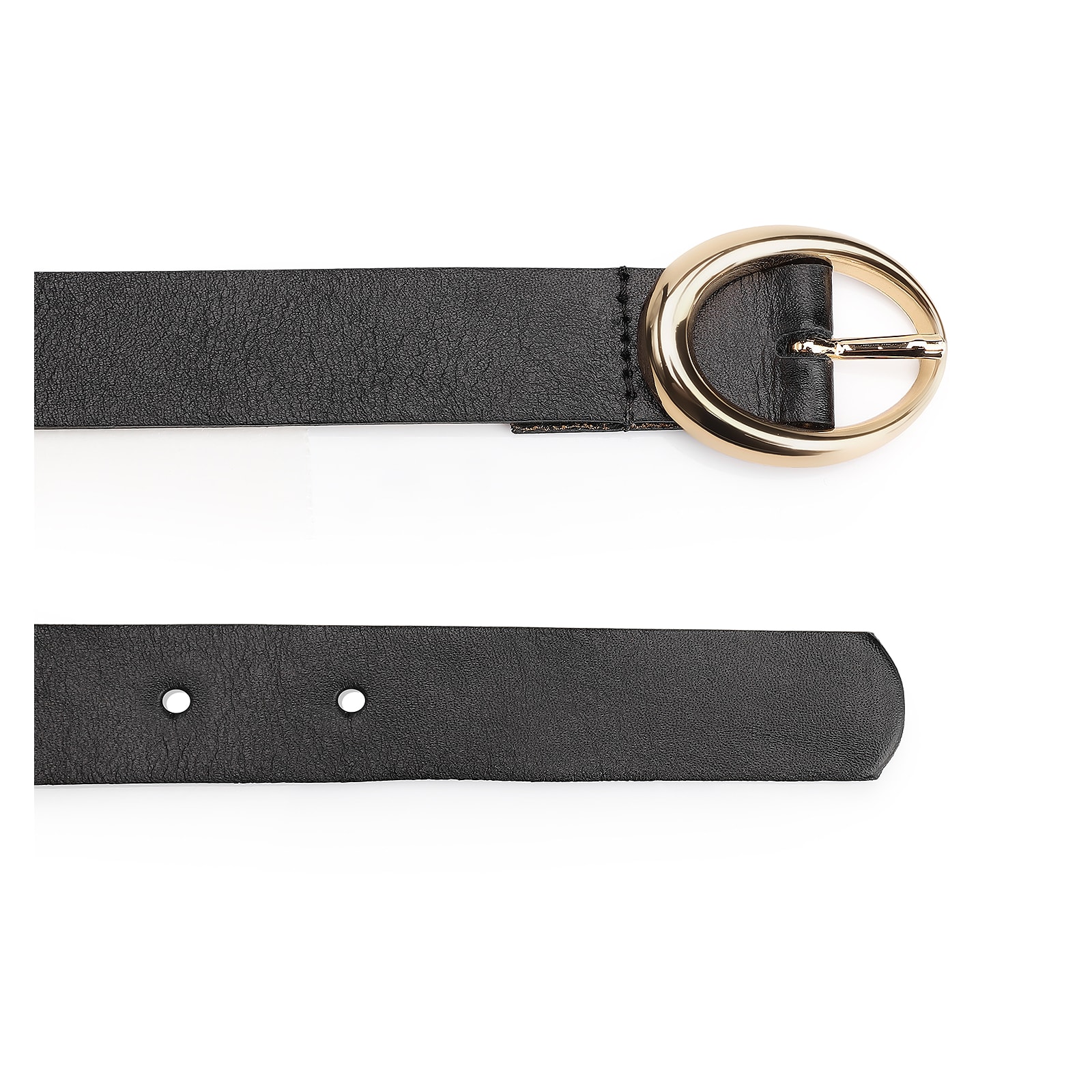 Cinto Fivela Oval Couro Preto