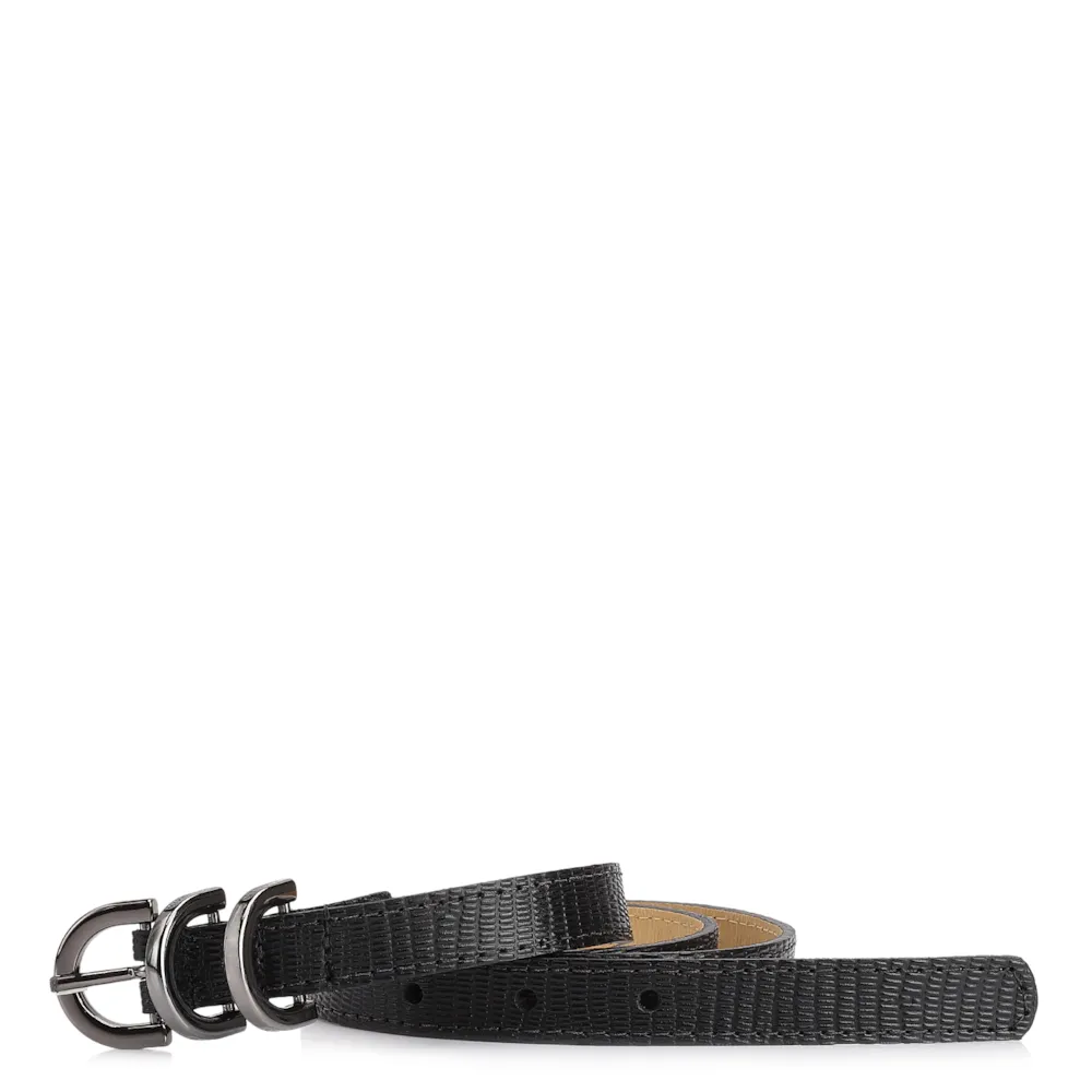 Cinto Fivela Trio Couro Lezard Preto