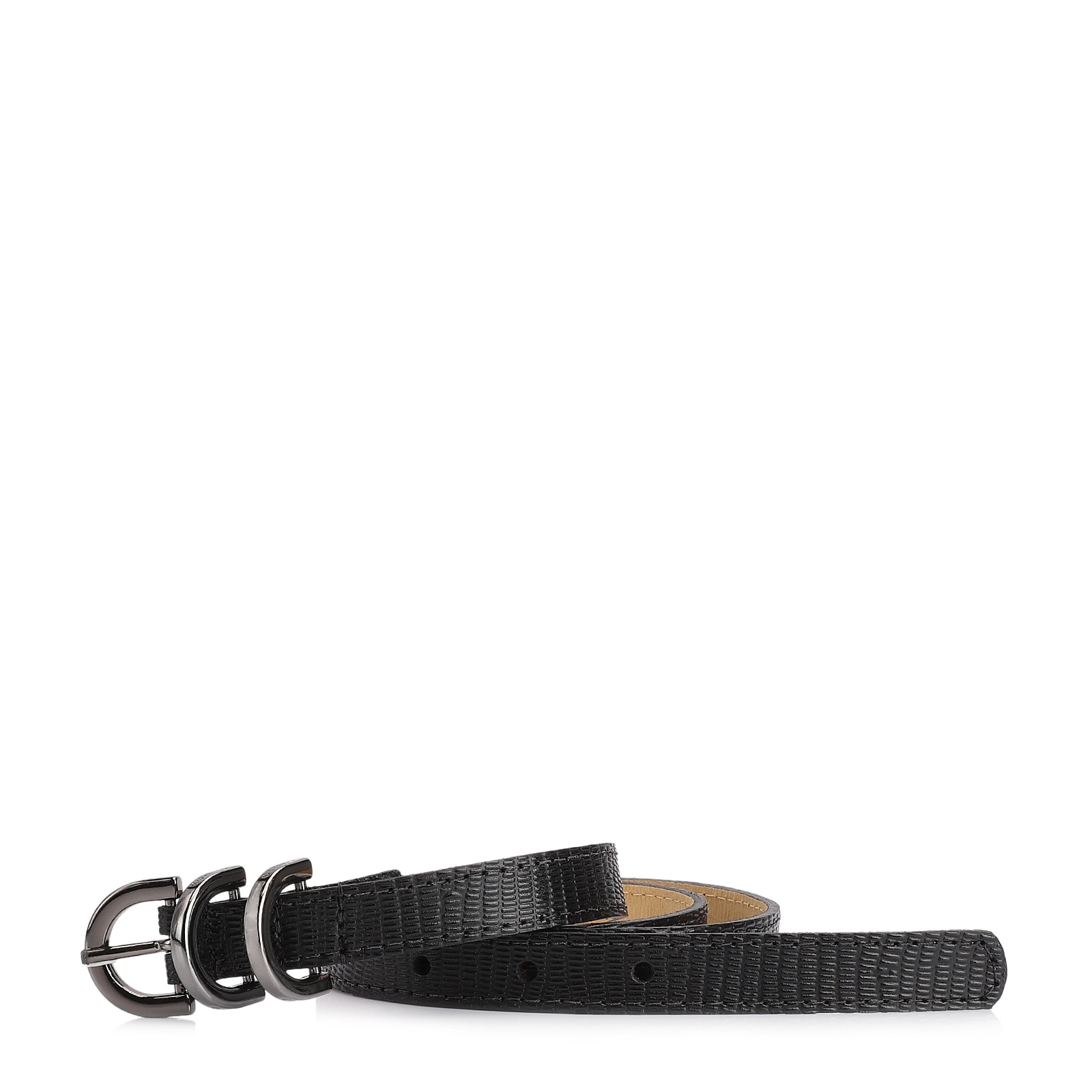 Cinto Fivela Trio Couro Lezard Preto