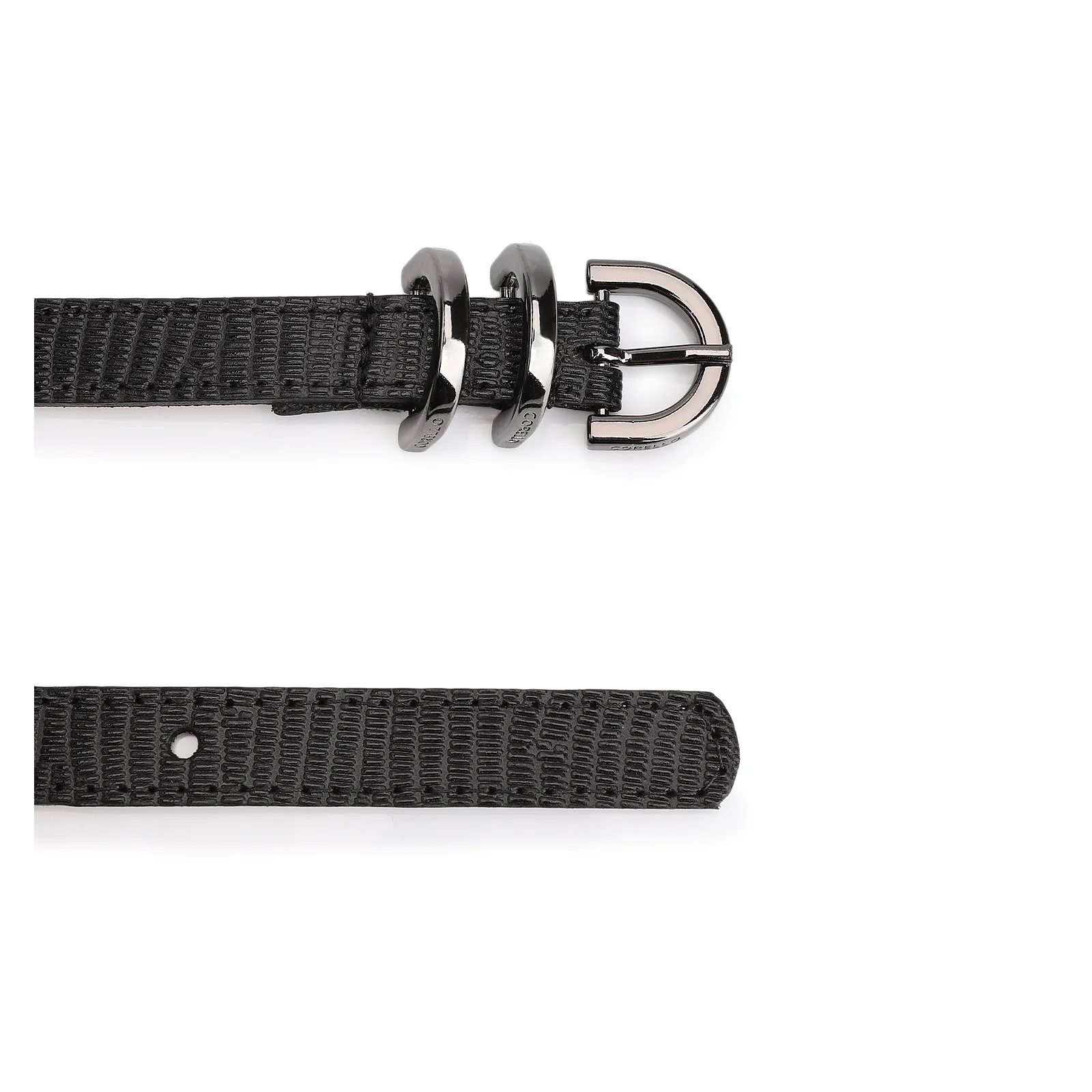 Cinto Fivela Trio Couro Lezard Preto
