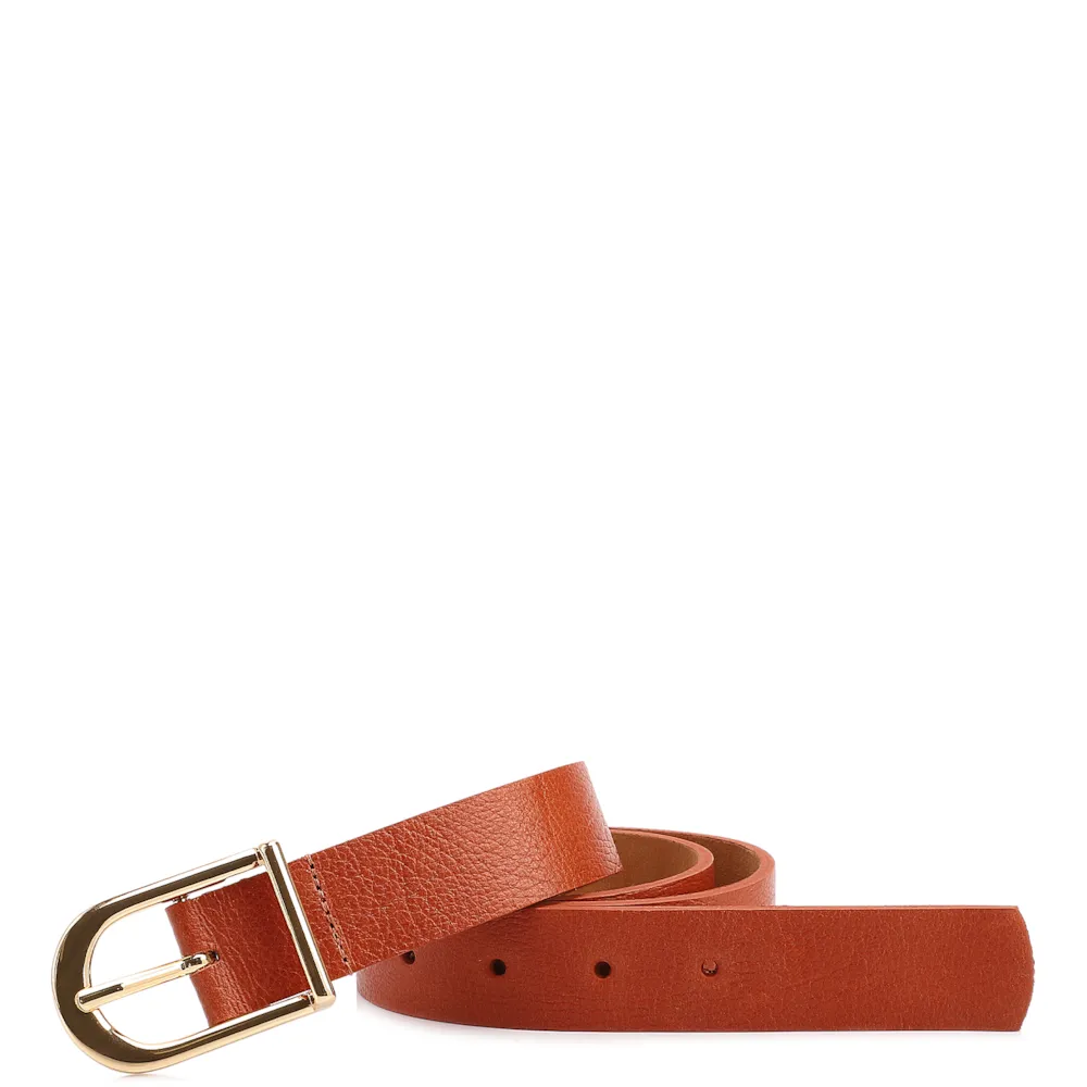 Cinto Laranja Antique Fivela Arredondada