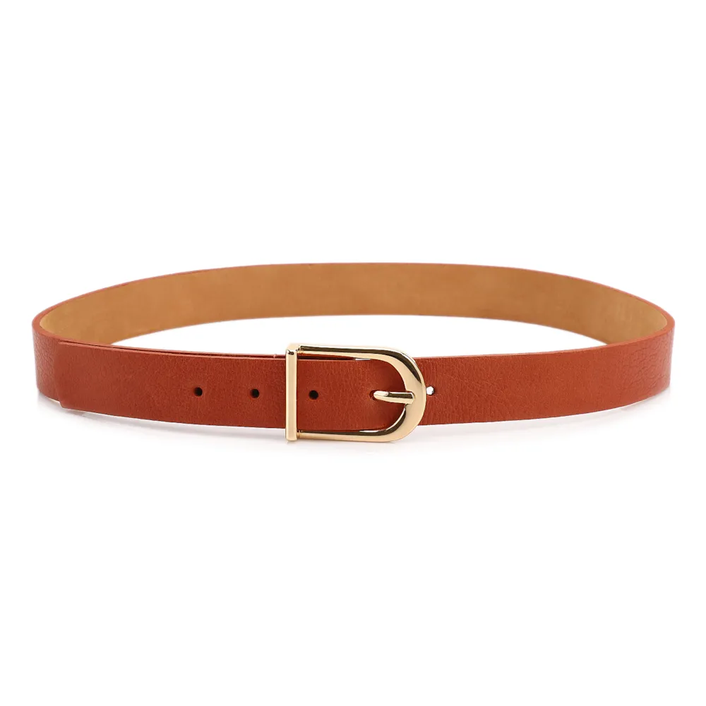 Cinto Laranja Antique Fivela Arredondada - imagem 2