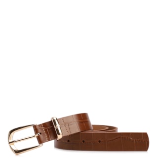 Marrom Claro Couro Croco Passante gravado