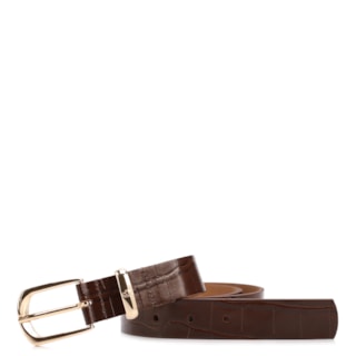 Marrom Couro Croco Passante gravado