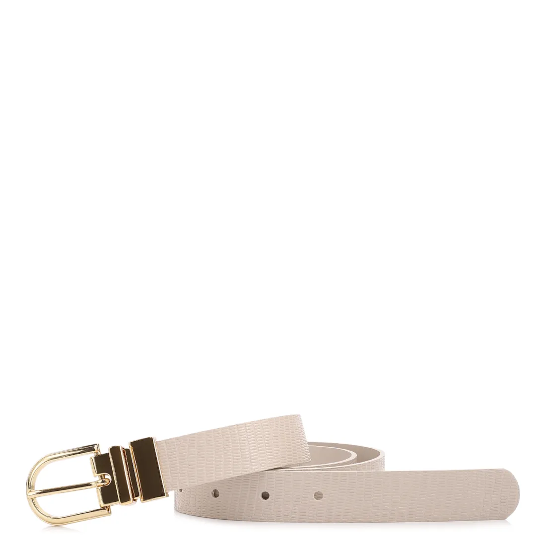 Cinto Off White Lezard/Couro Dupla Face