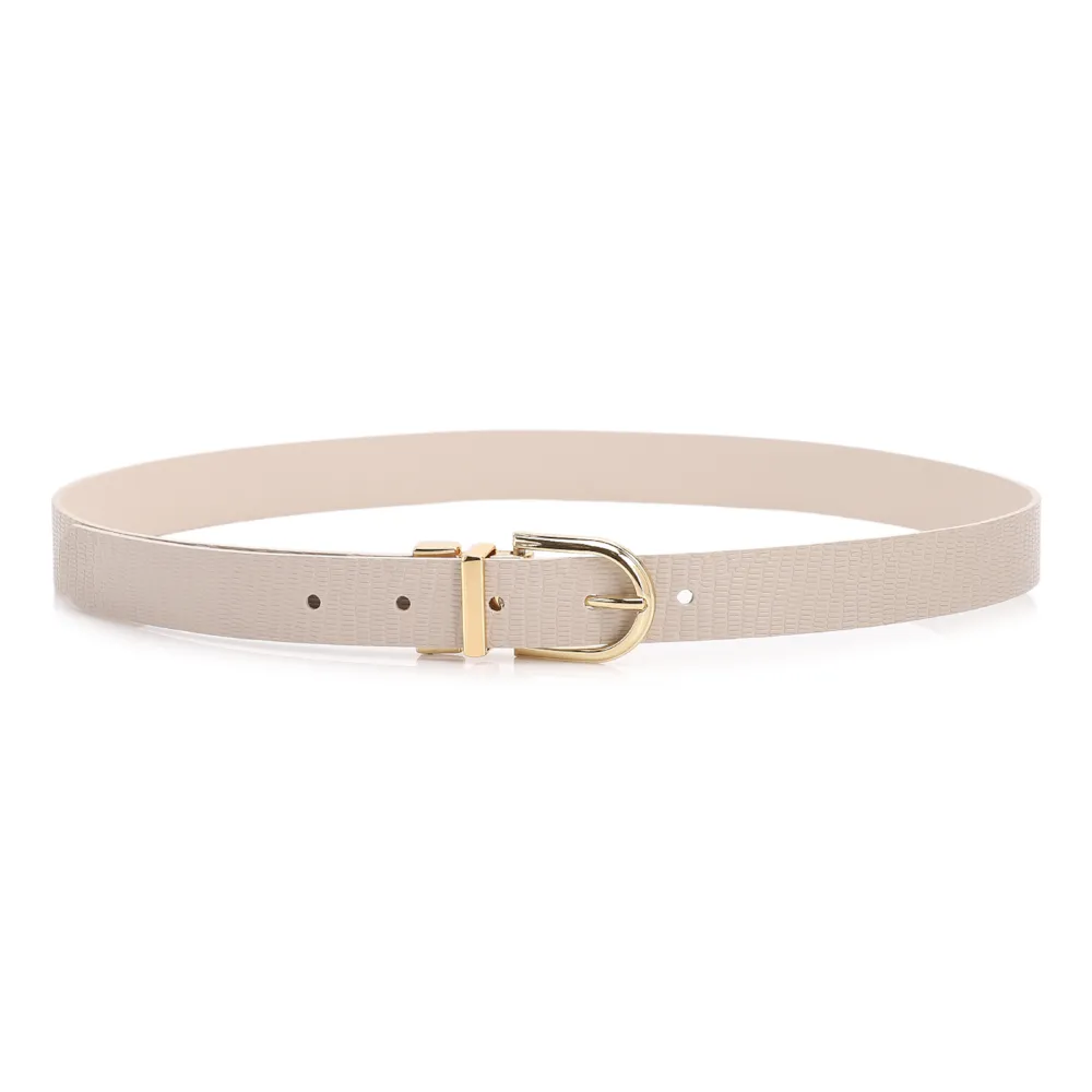 Cinto Off White Lezard/Couro Dupla Face - imagem 2