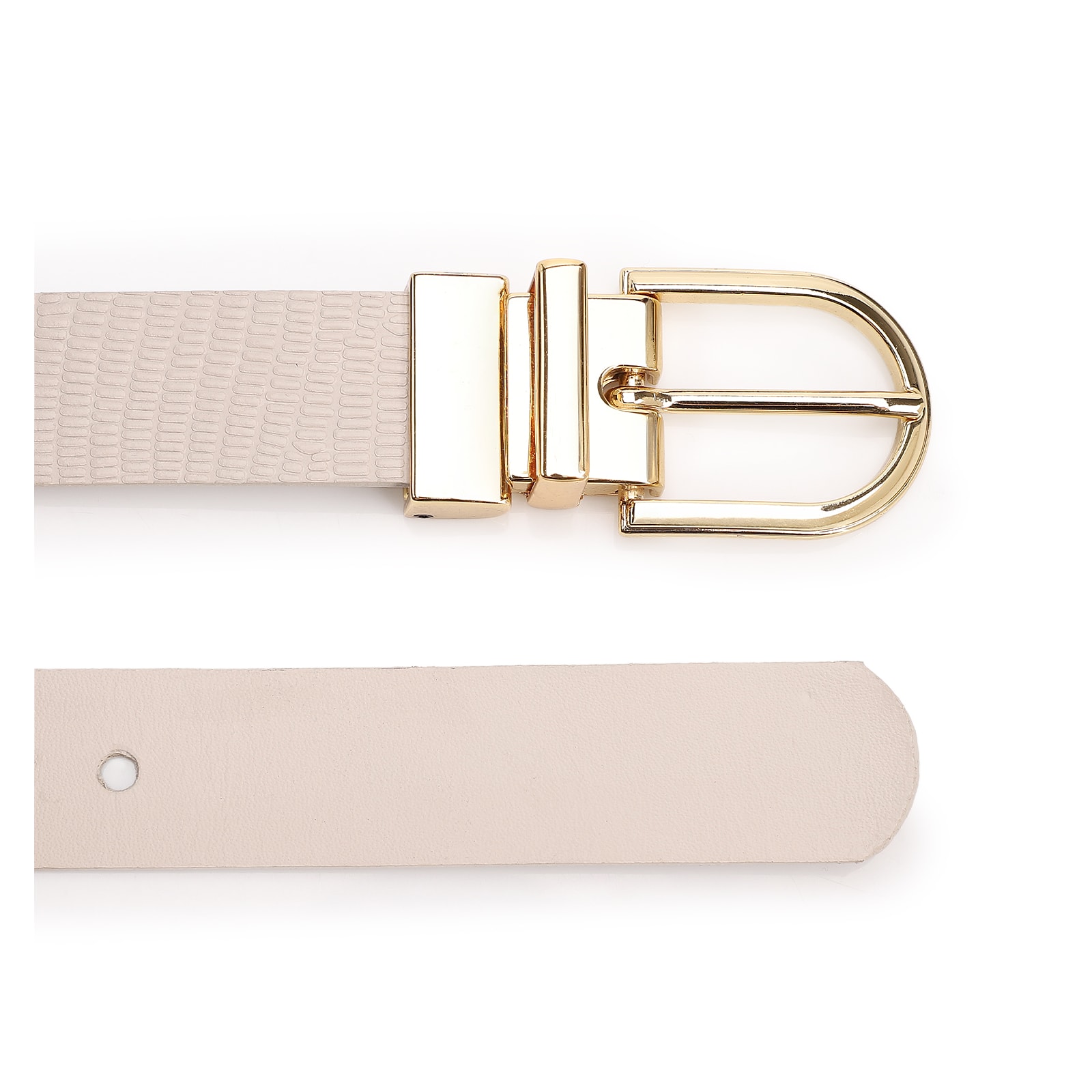 Cinto Off White Lezard/Couro Dupla Face