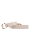 Cinto Off White Médio Couro Antique Fivela Quadrada - imagem 1