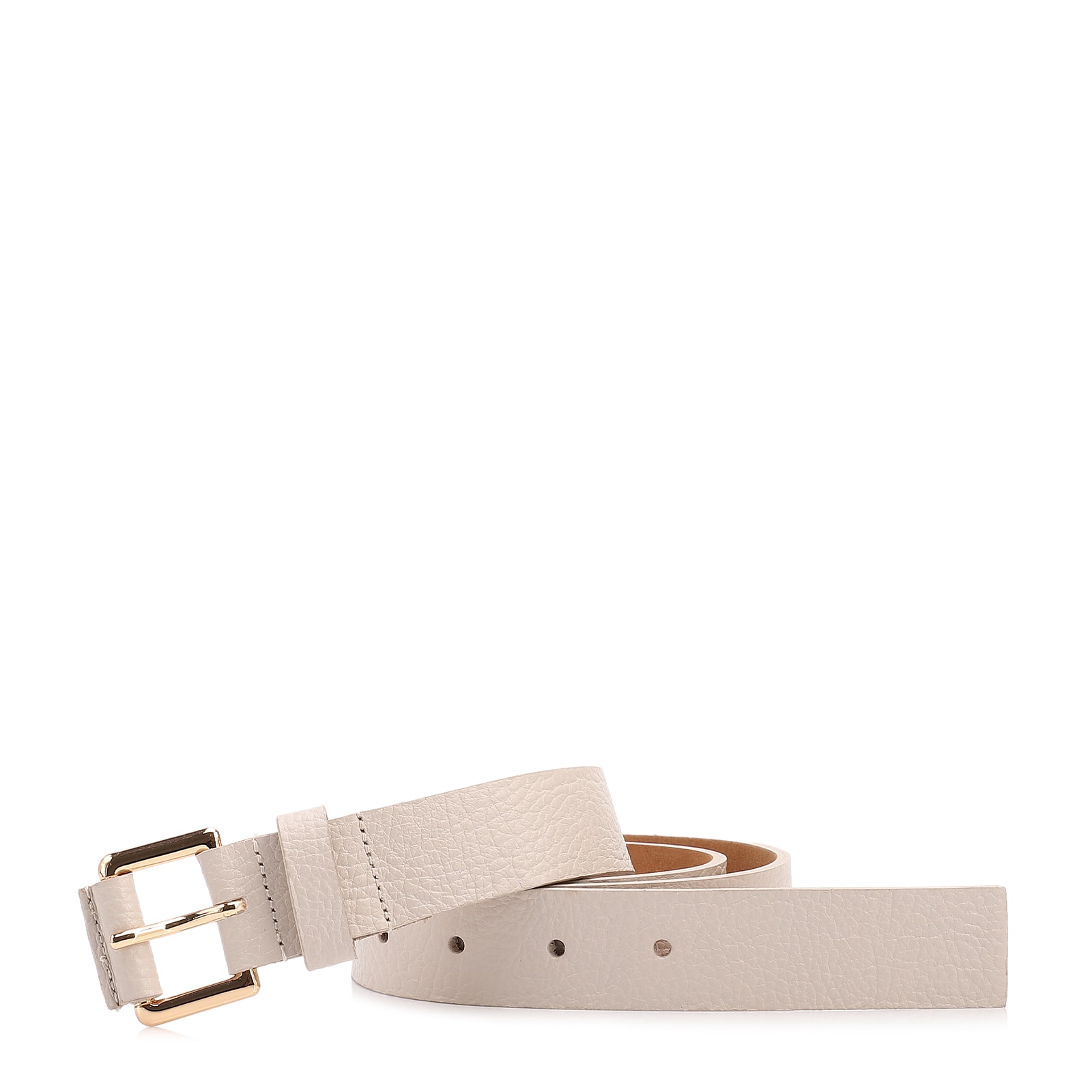 Cinto Off White Médio Couro Antique Fivela Quadrada