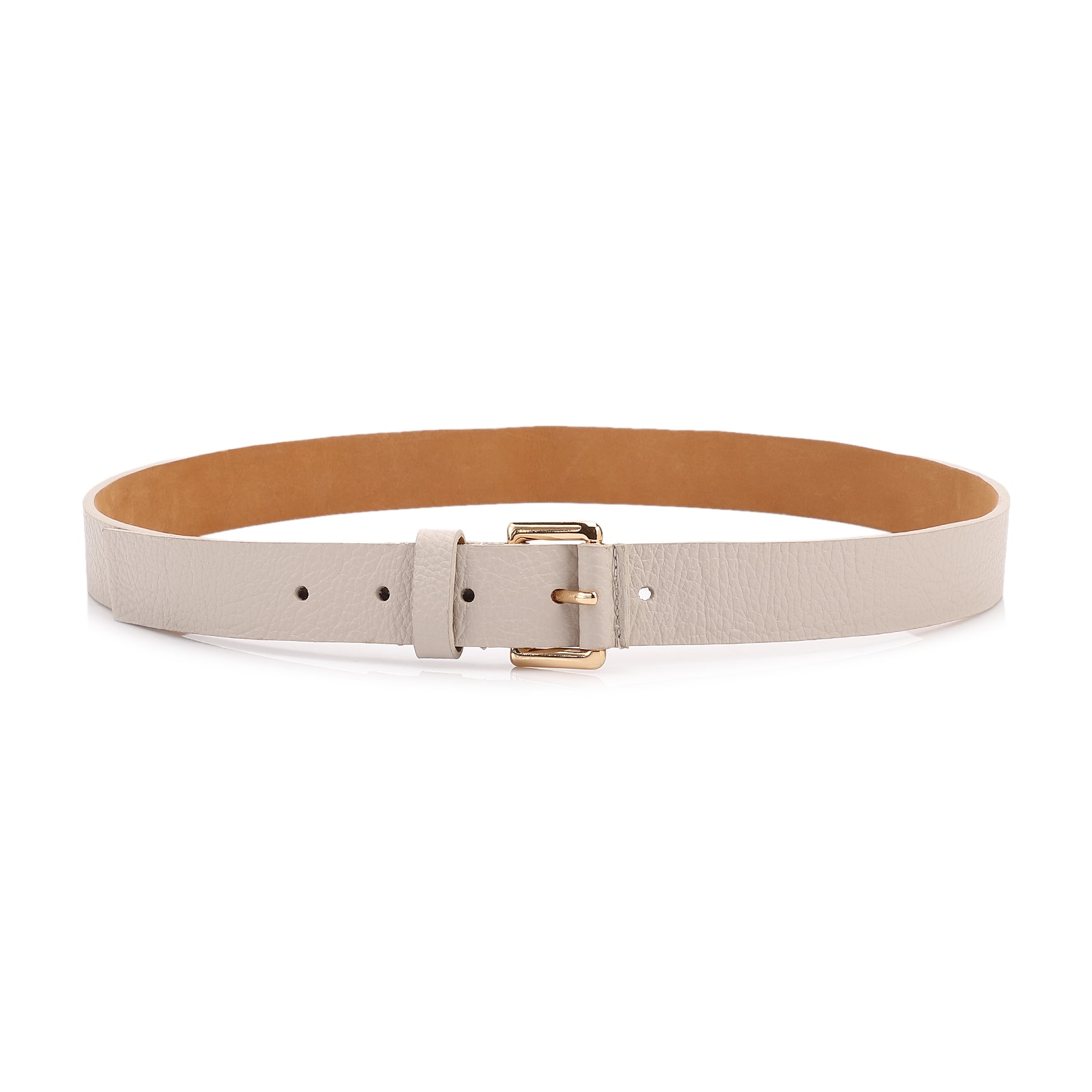 Cinto Off White Médio Couro Antique Fivela Quadrada