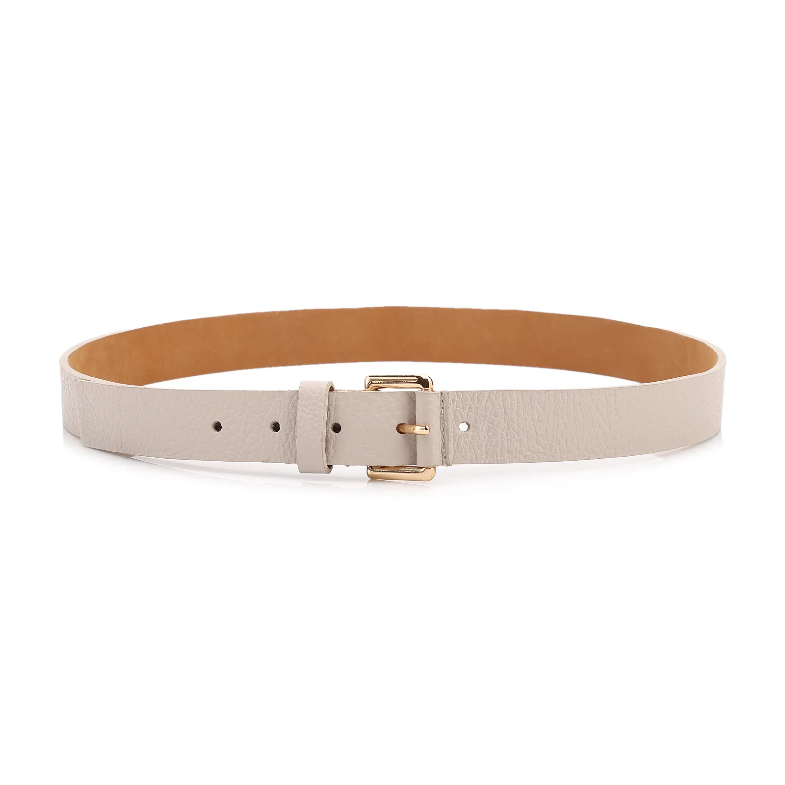 Cinto Off White Médio Couro Antique Fivela Quadrada
