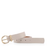 Cinto Off White Médio Couro Fivela Dourada