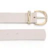 Cinto Off White Médio Couro Fivela Dourada - imagem 3