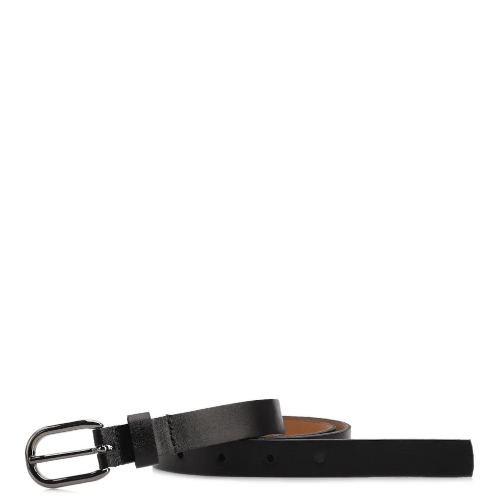 Cinto Preto Fino Couro Fivela Ônix