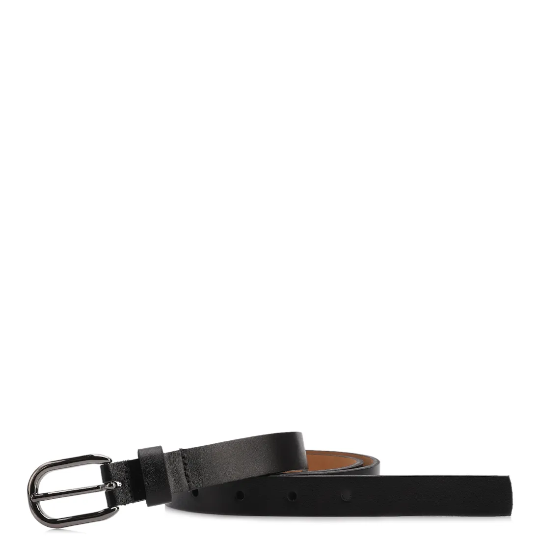 Cinto Preto Fino Couro Fivela Ônix
