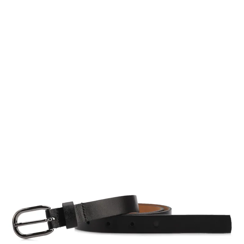 Cinto Preto Fino Couro Fivela Ônix