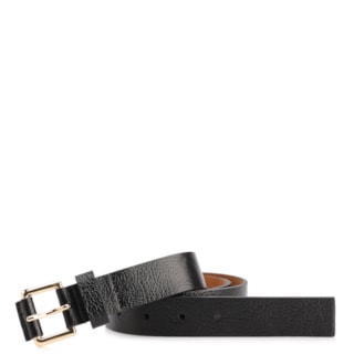 Preto Médio Couro Antique Fivela Quadrada