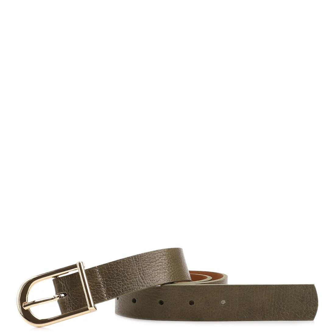 Cinto Verde Couro Antique Fivela Arredondada