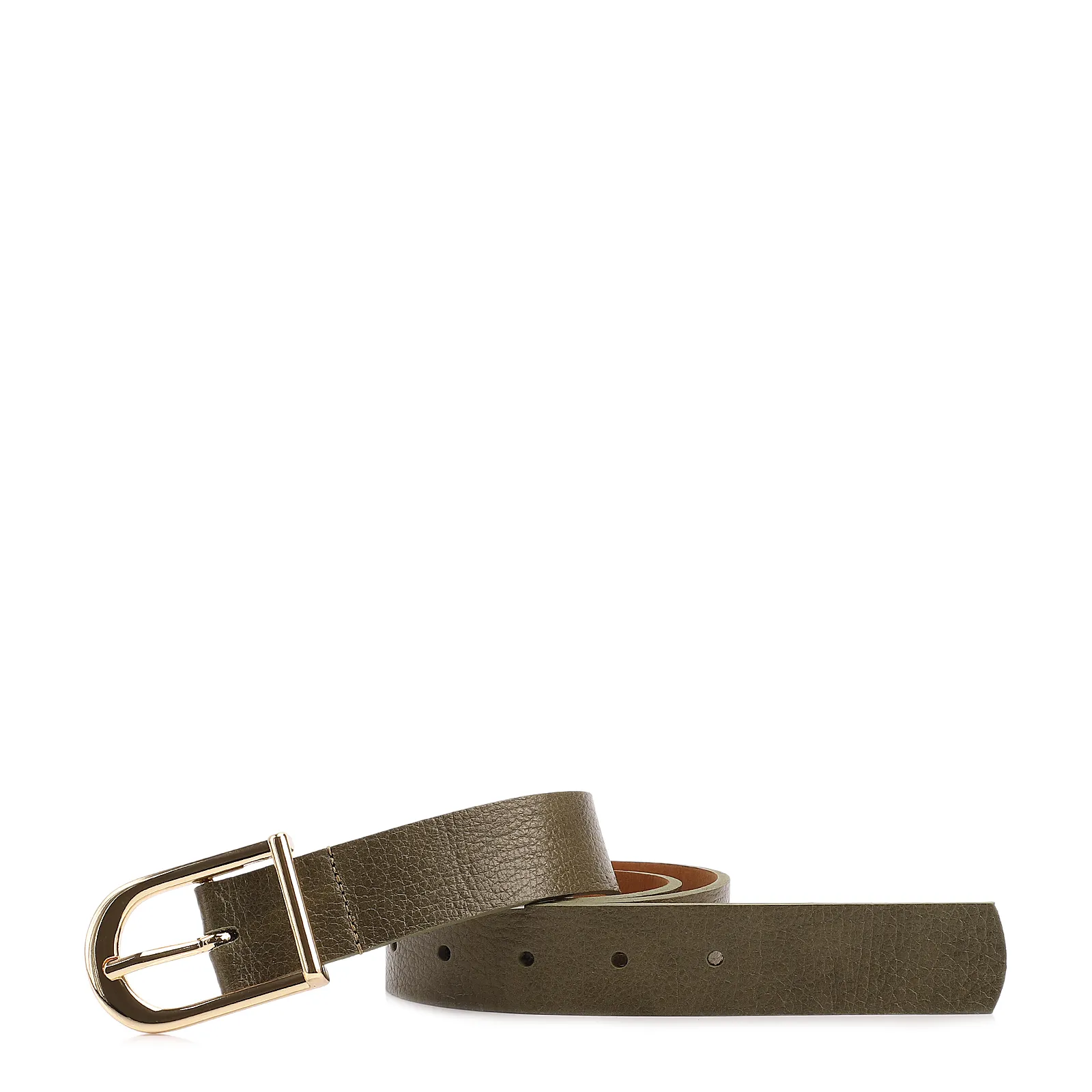 Cinto Verde Couro Antique Fivela Arredondada