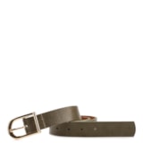 Cinto Verde Couro Antique Fivela Arredondada