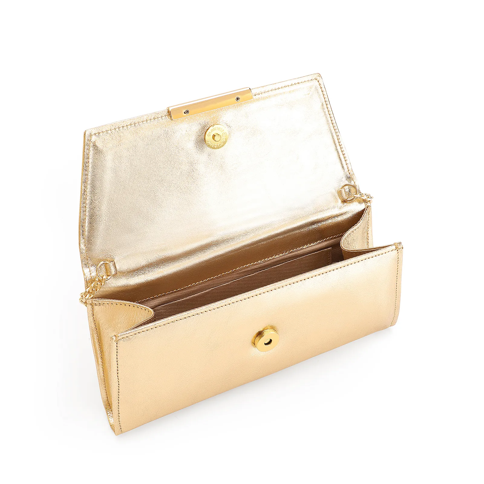 Clutch Couro Dourado