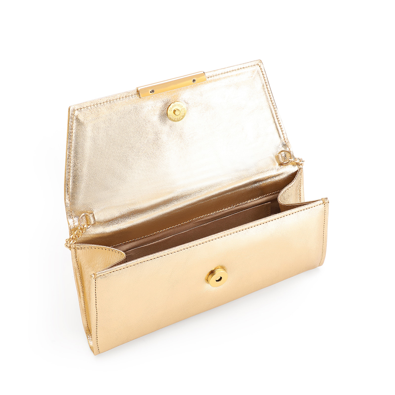 Clutch Couro Dourado