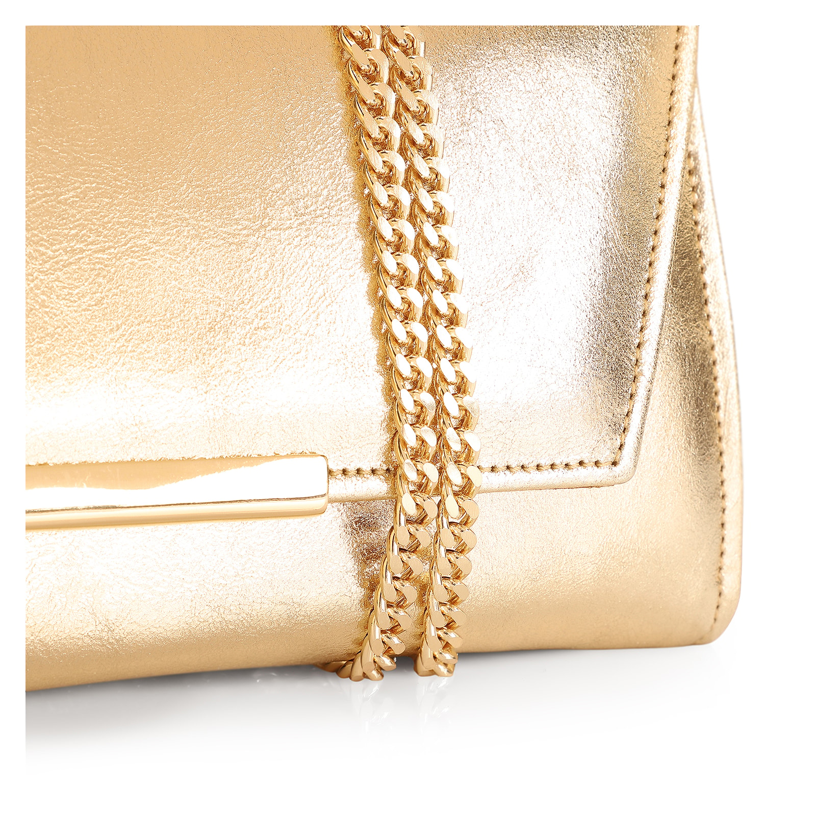 Clutch Couro Dourado