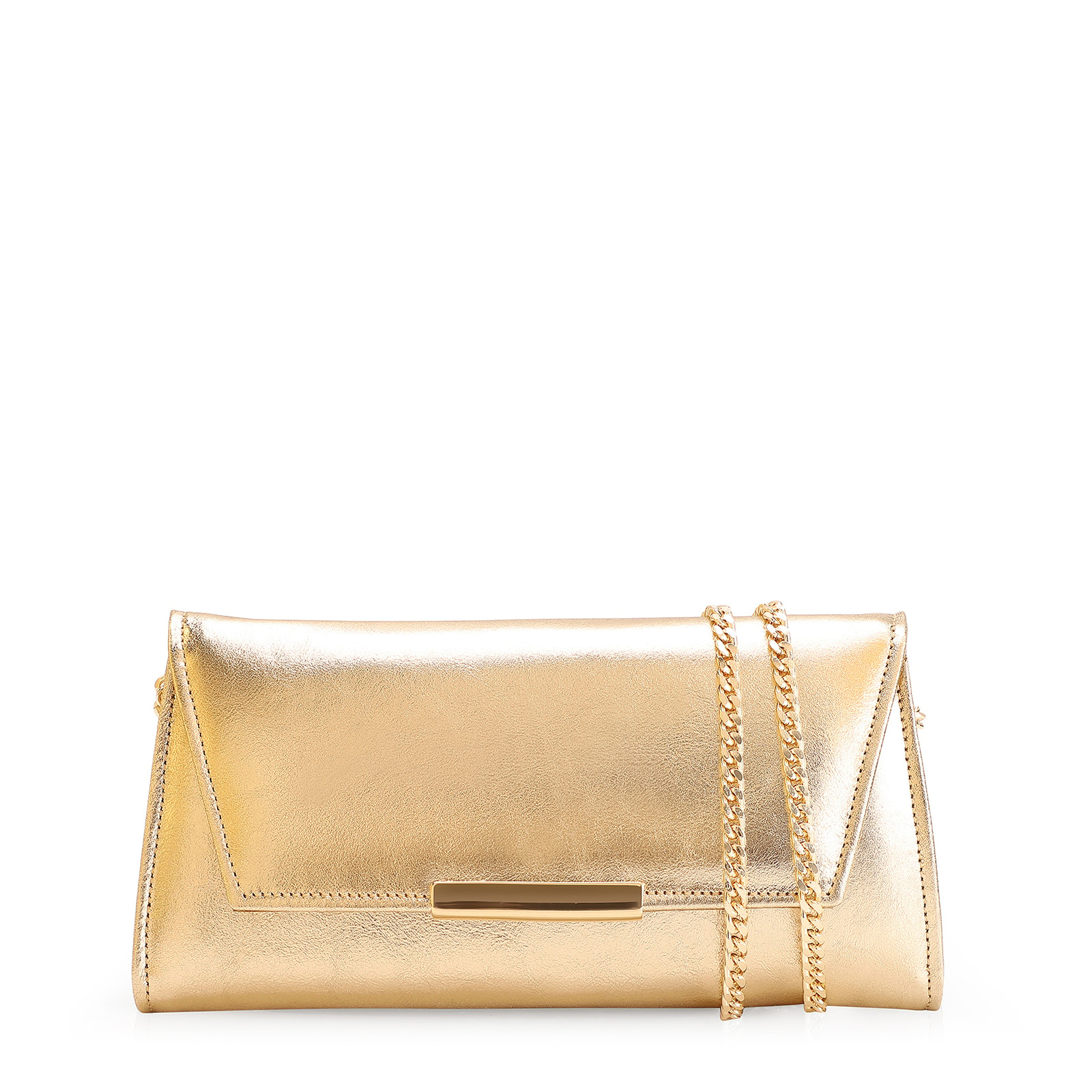 Clutch Couro Dourado