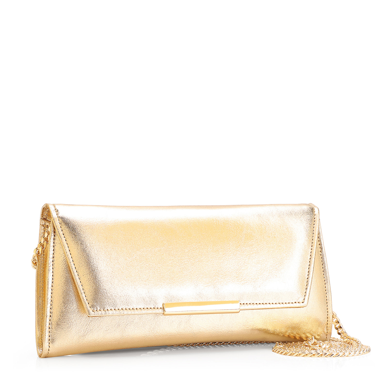Clutch Couro Dourado