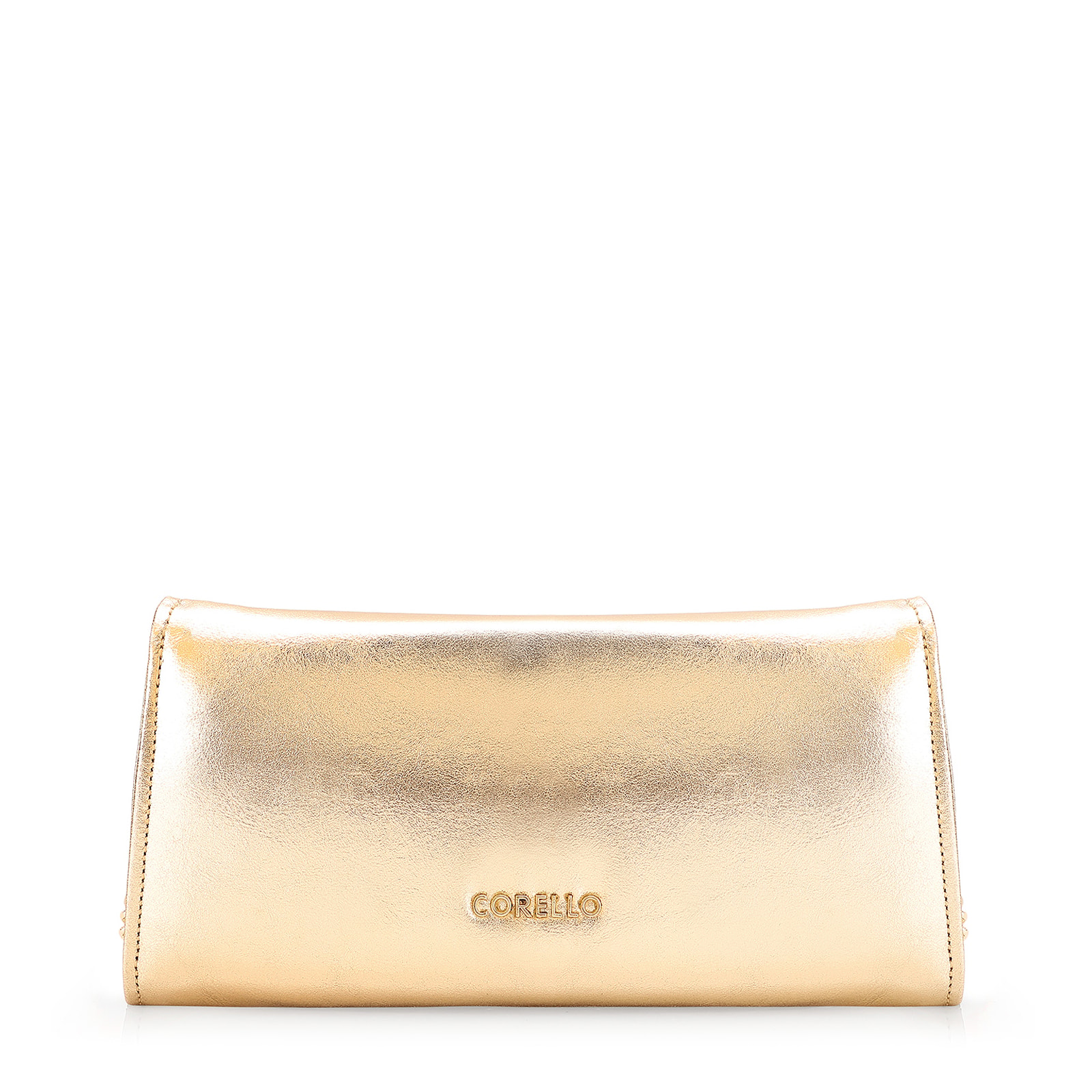 Clutch Couro Dourado