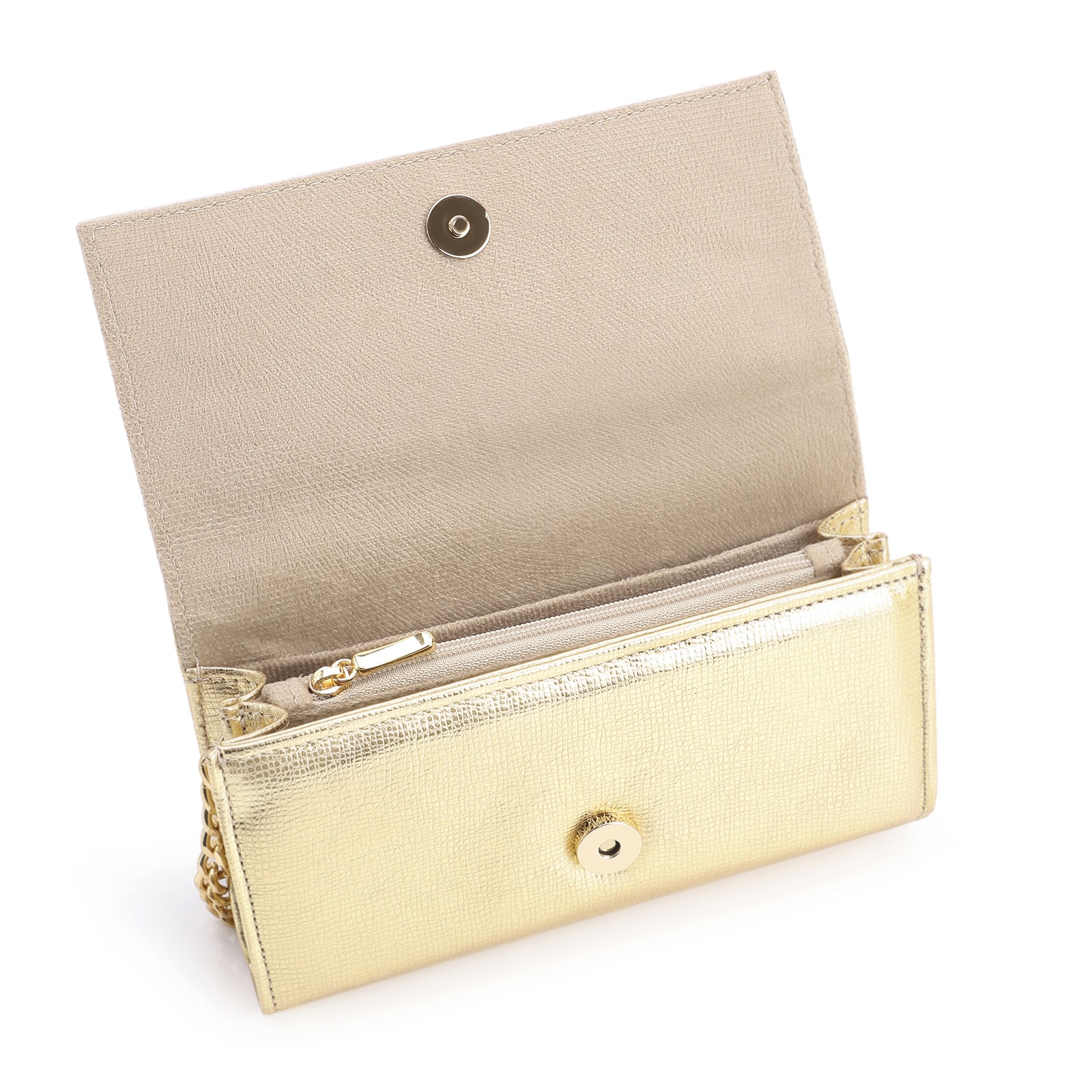 Clutch Couro Dourado