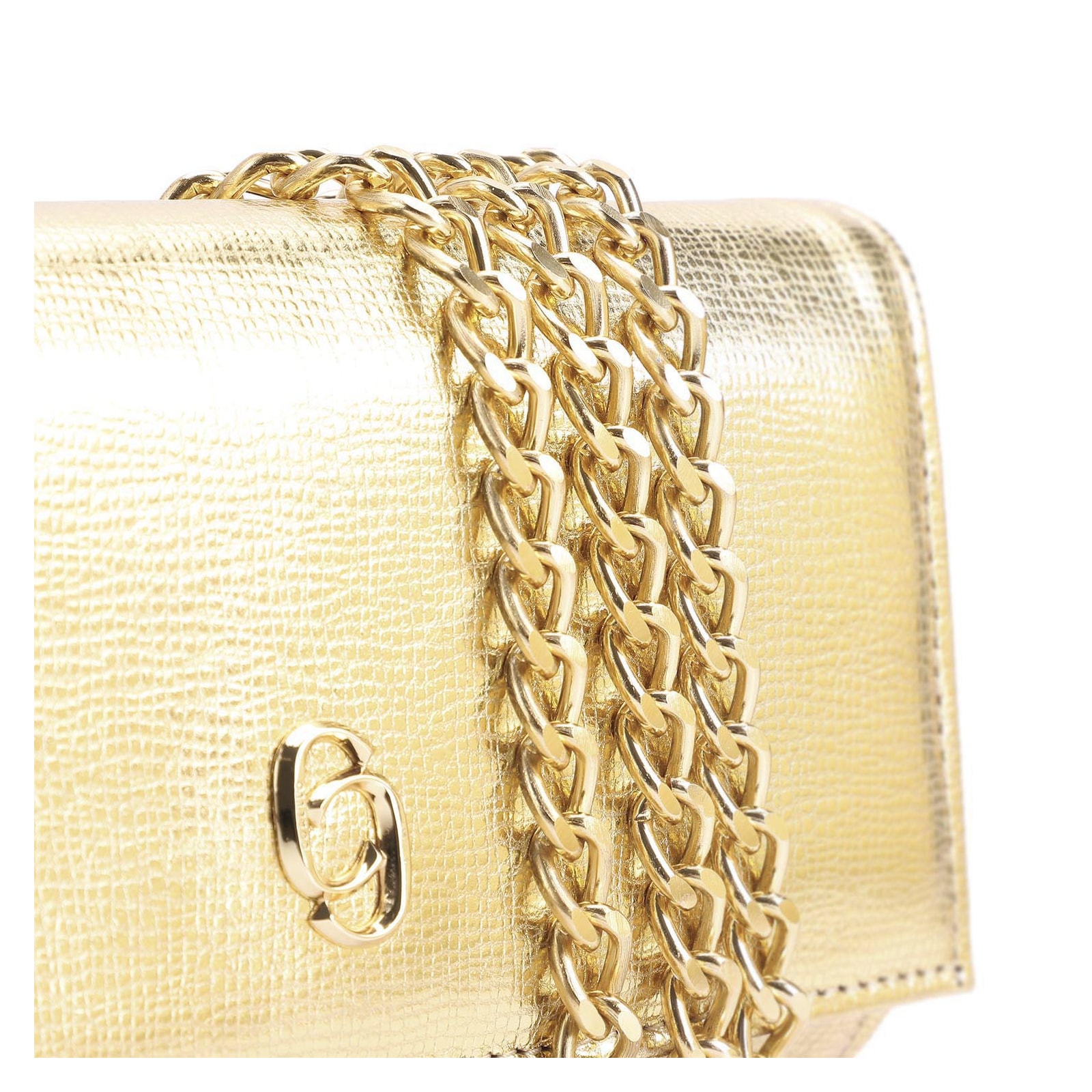 Clutch Couro Dourado