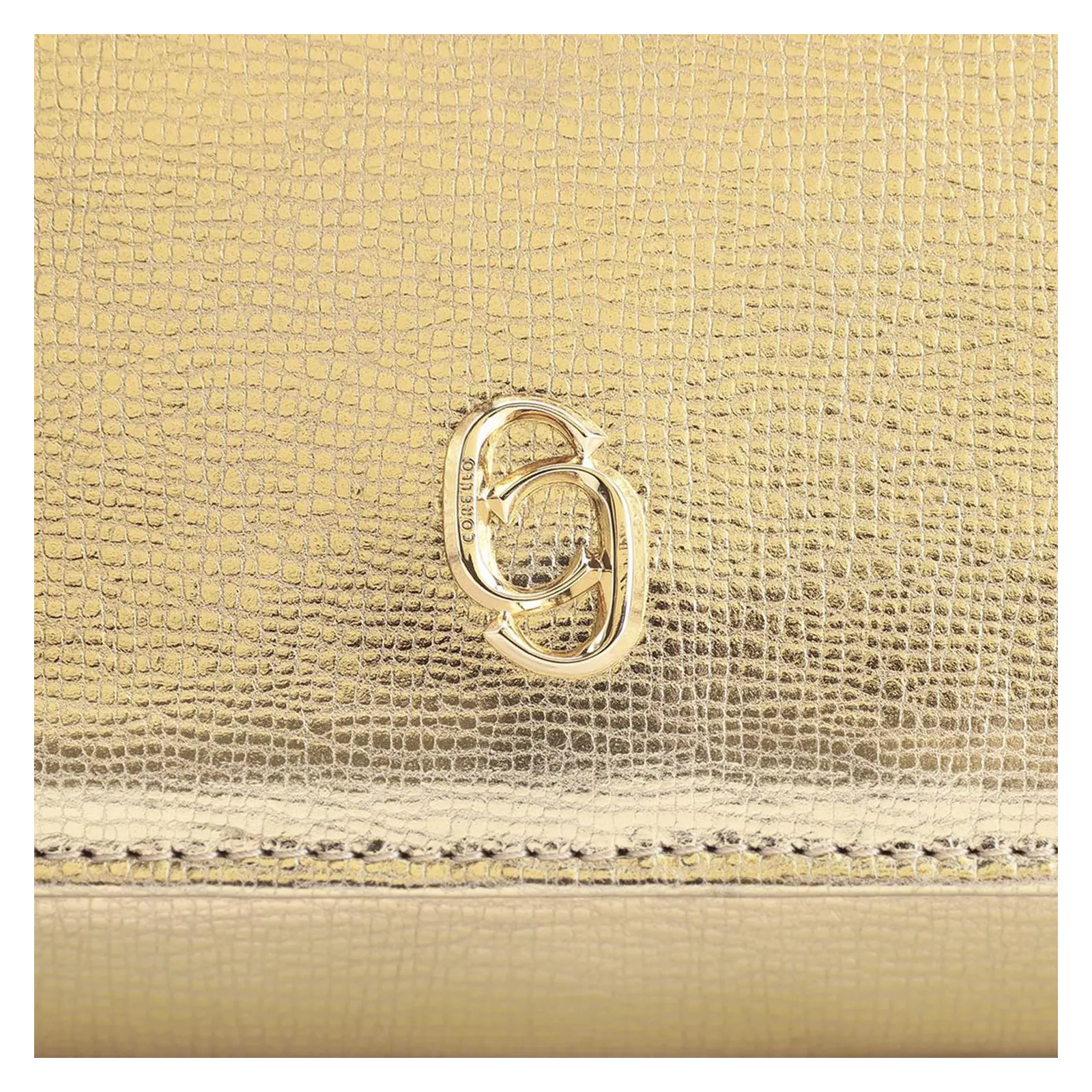 Clutch Couro Dourado