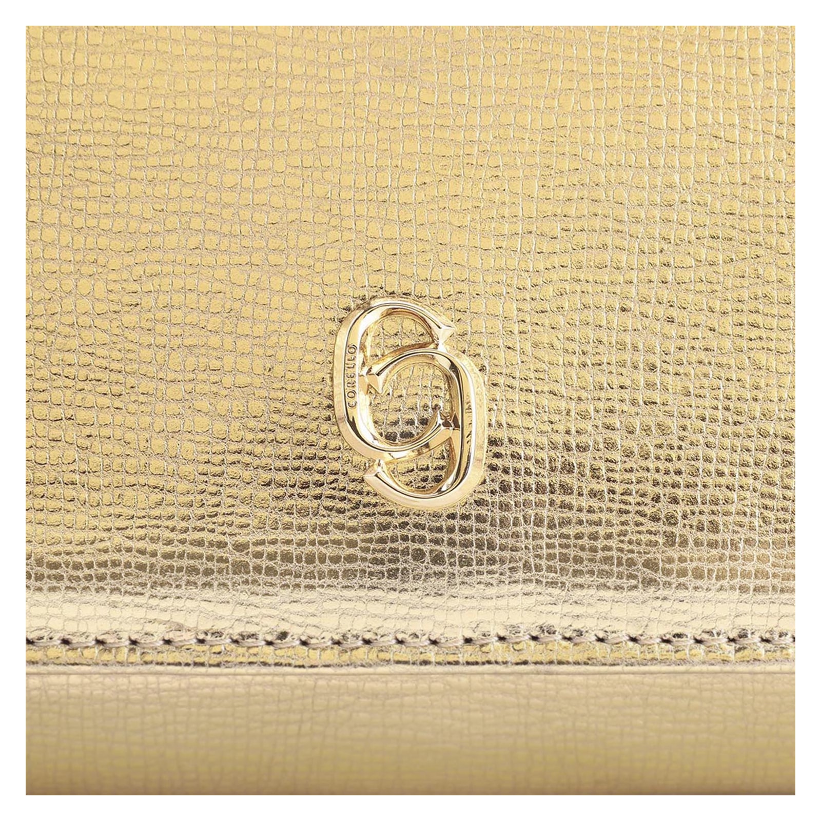 Clutch Couro Dourado