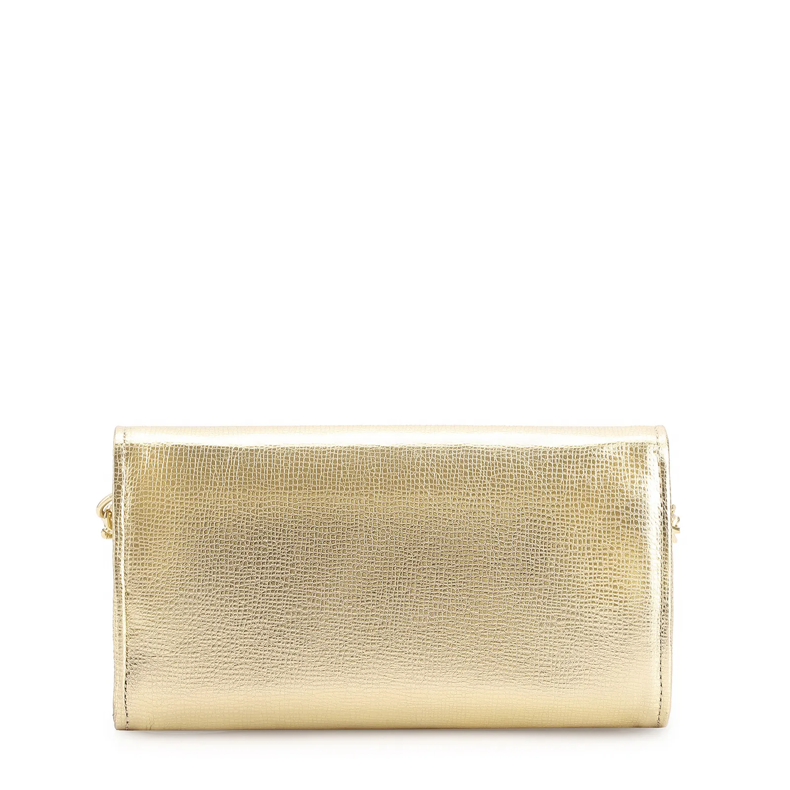 Clutch Couro Dourado